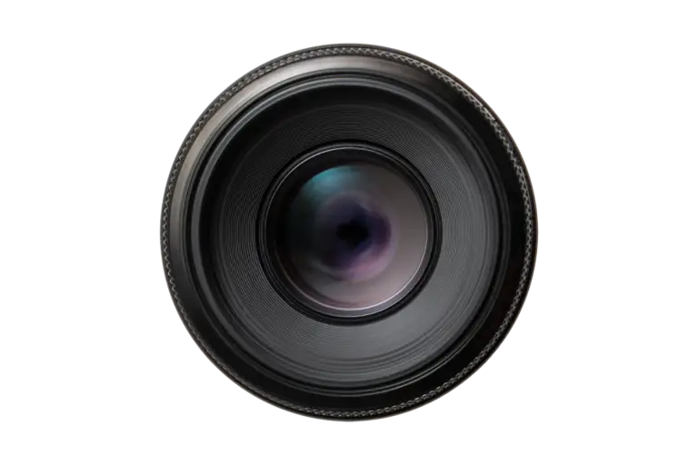black camera lens isolated on a transparent background png